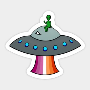 Lesbian Pride Alien (Orange Flag) Sticker